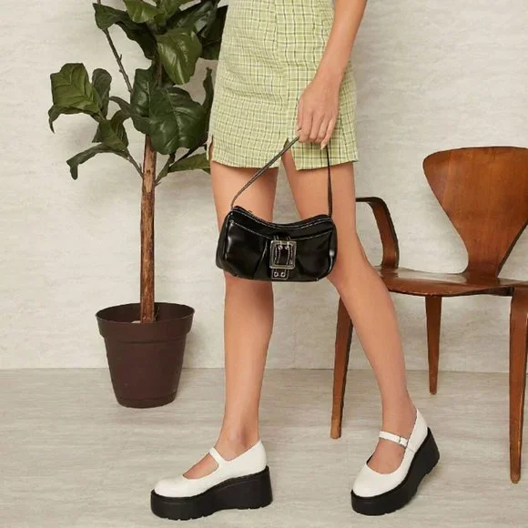 New White Platform Mary Jane Wedge Ballet Flats - Picture 3 of 7